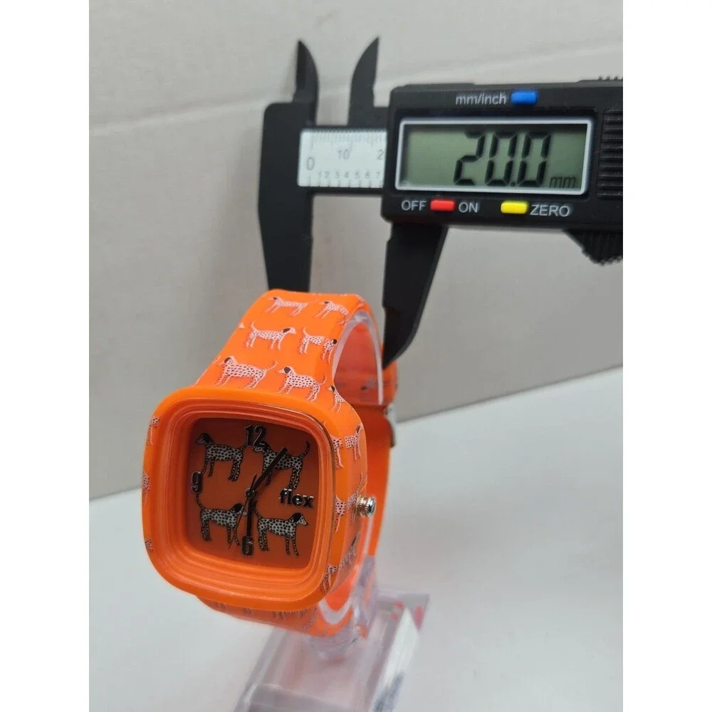 Flex Animal Rescue 2 Dog Dayz Orange Dalmatian Silicone Quartz Watch New Battery